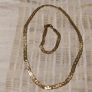 Gold plated necklace and bracelet set